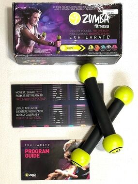 Zumba Fitness Exhilarate With Two Toning Sticks and 7 DVDs (5 are Workouts)